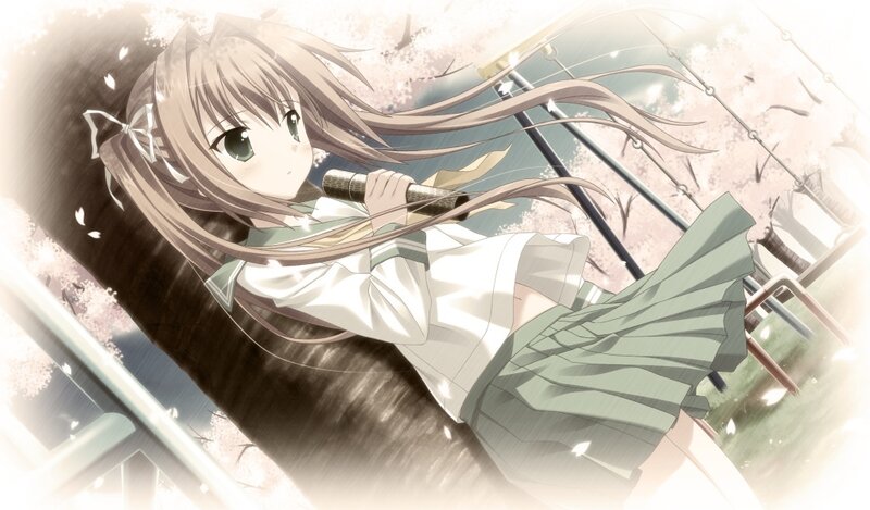 Anime Girl on Swing — White