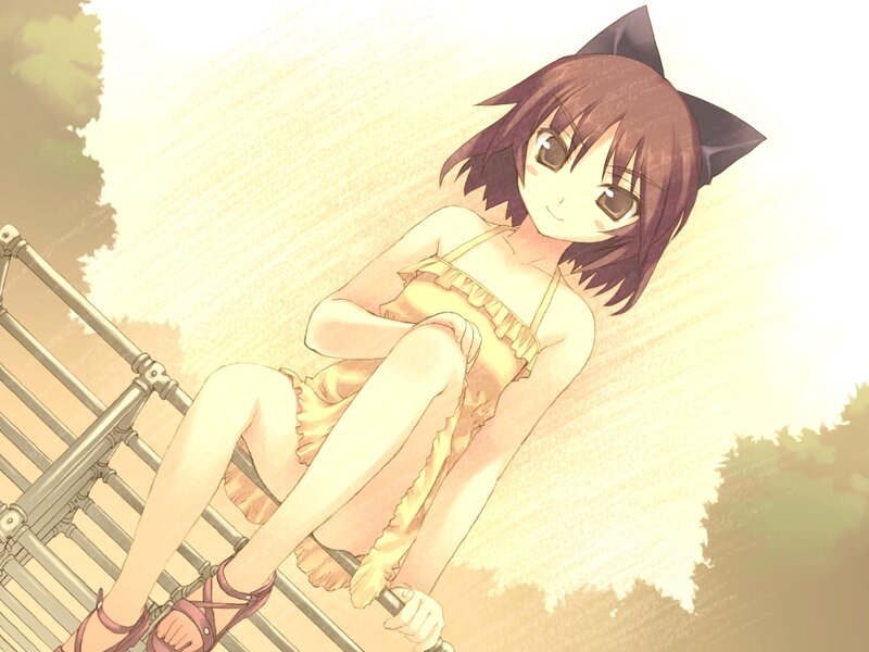 Anime Girl on Swing — Yellow
