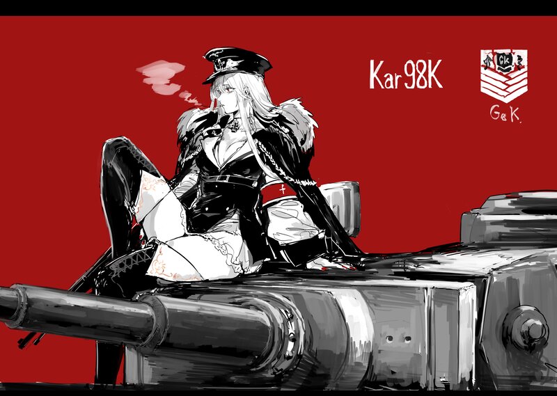 Anime Girl on Tank — Red, Dramatic