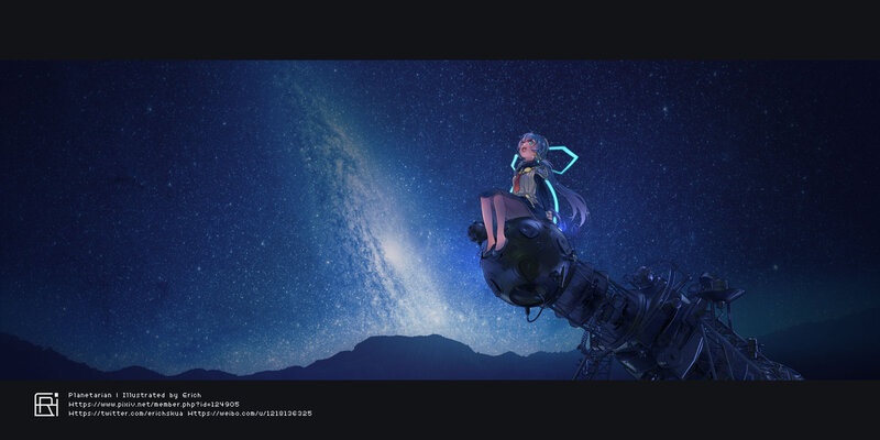Anime Girl on Telescope