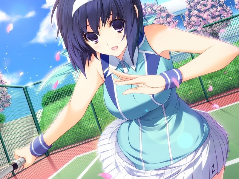 Anime Girl on Tennis Court