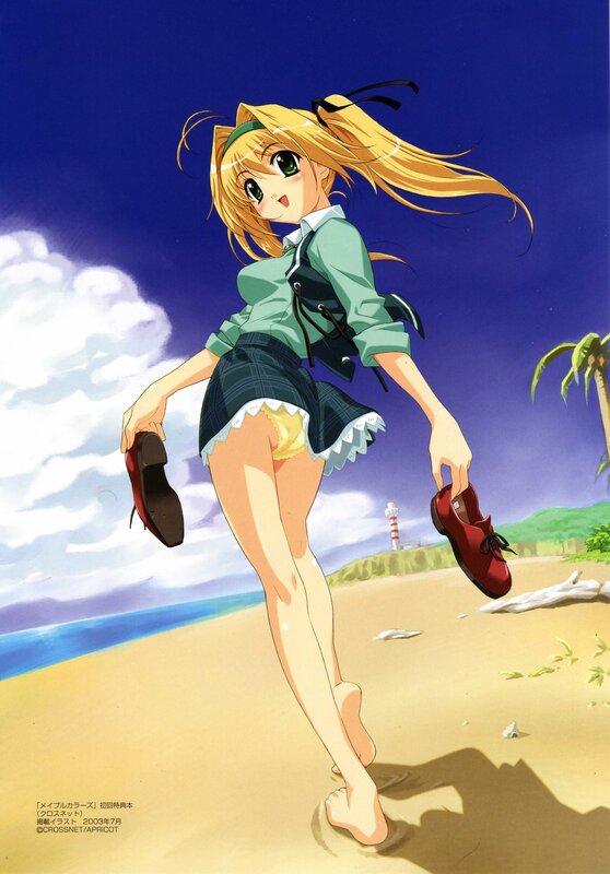 Anime girl on the beach