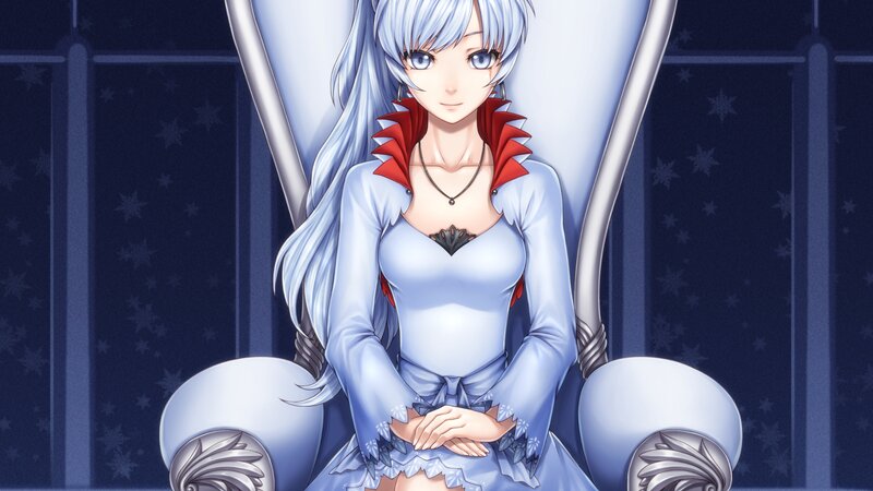Anime Girl on Throne — Blue, Calm