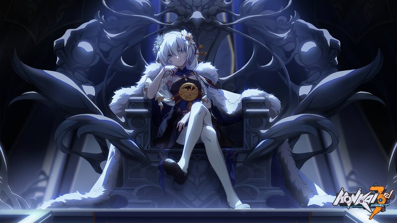 Anime Girl on Throne — Blue, Dramatic