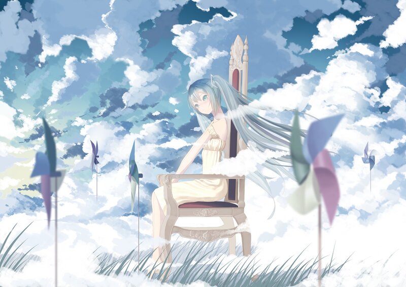 Anime Girl on Throne — Blue