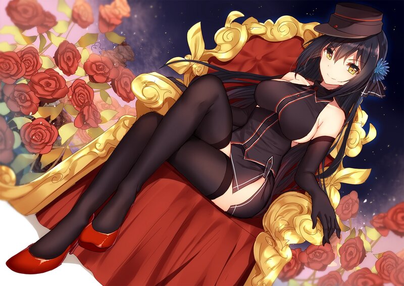 Anime Girl on Throne — Red, Dramatic, Night