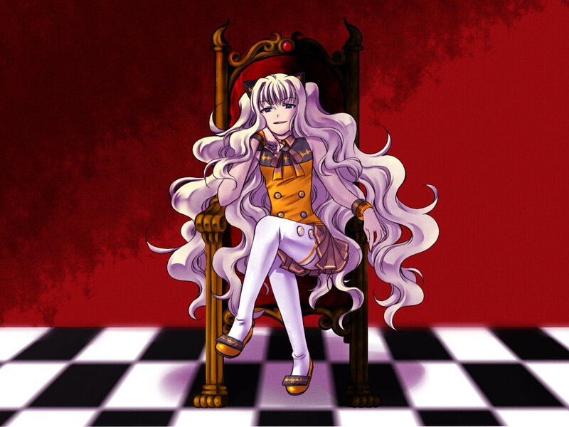 Anime Girl on Throne — Red, Dramatic