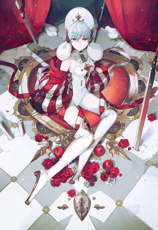 Anime Girl on Throne — White, Dramatic