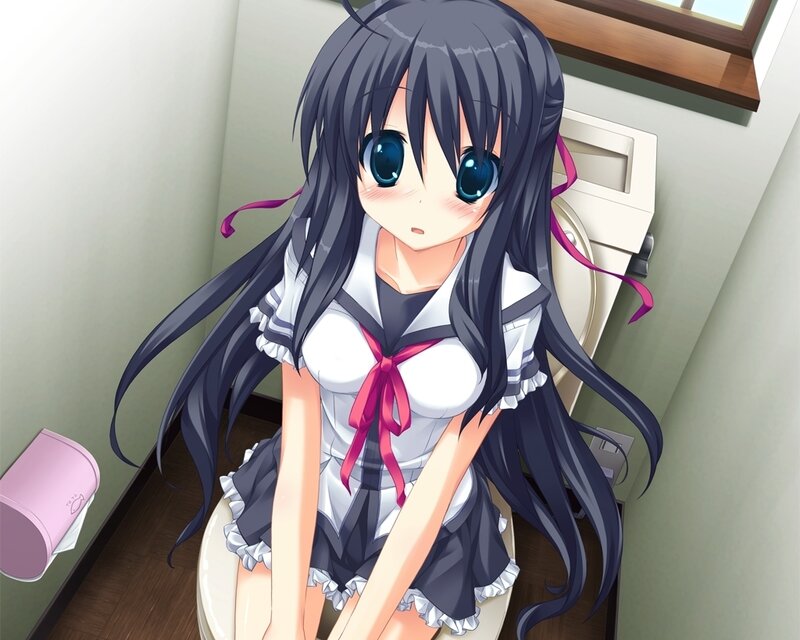 Anime Girl on Toilet — Black
