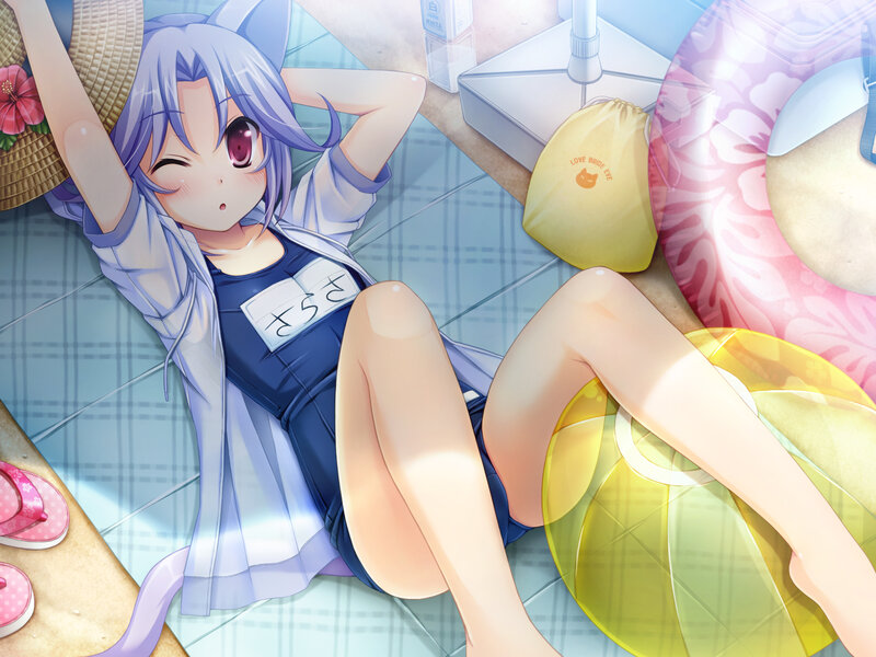 Anime Girl on Towel — Blue