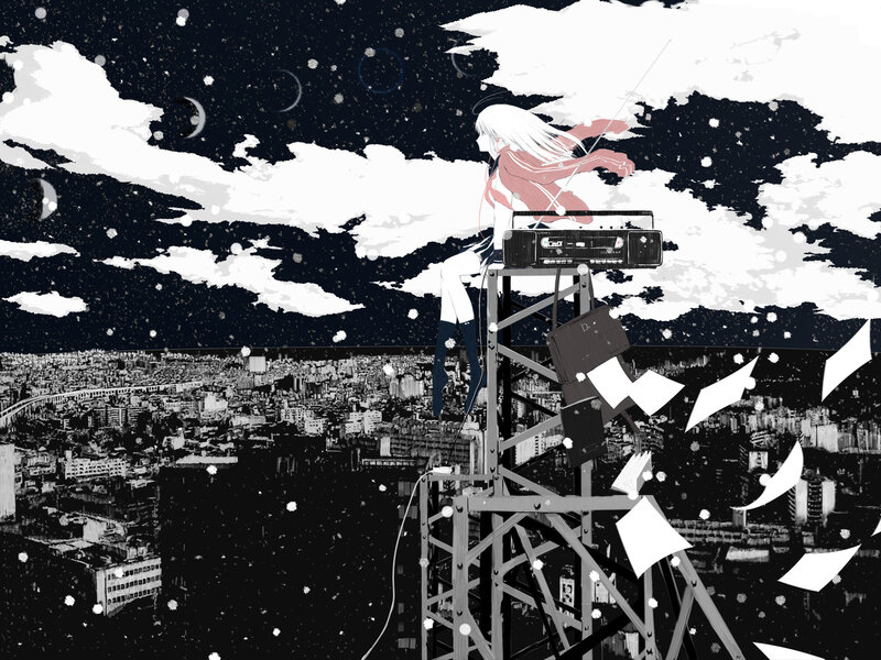 Anime Girl on Tower — Black