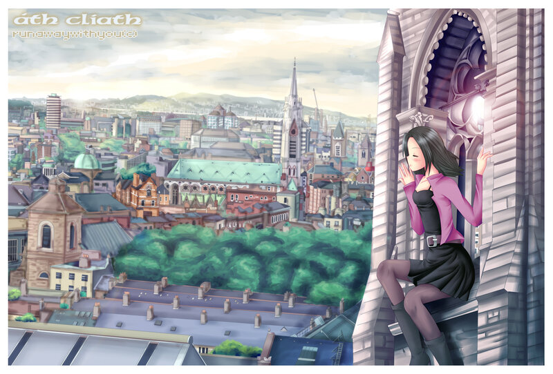 Anime Girl on Tower — Purple