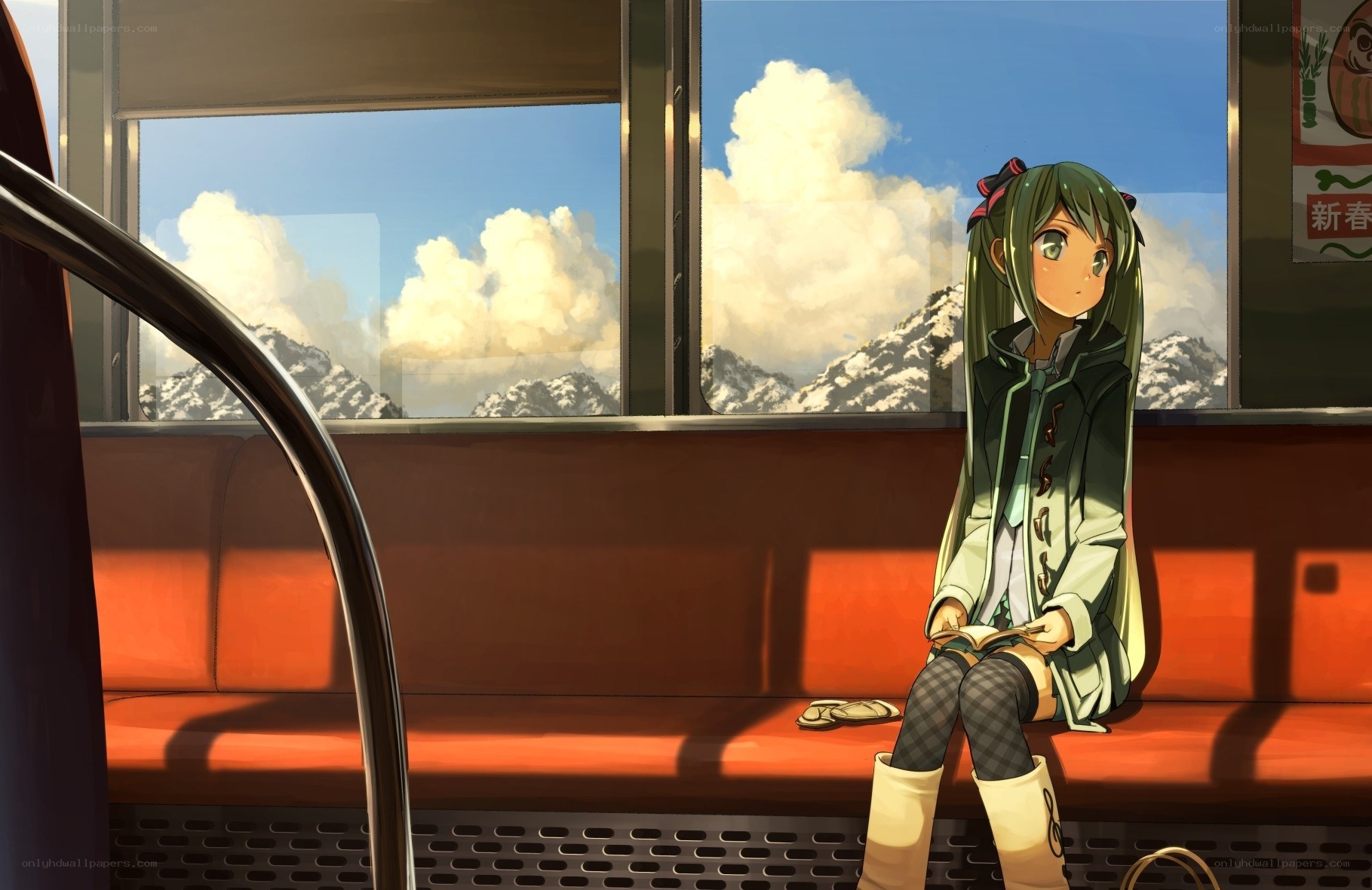 Anime girl on train