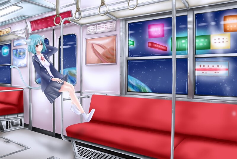 anime girl on train