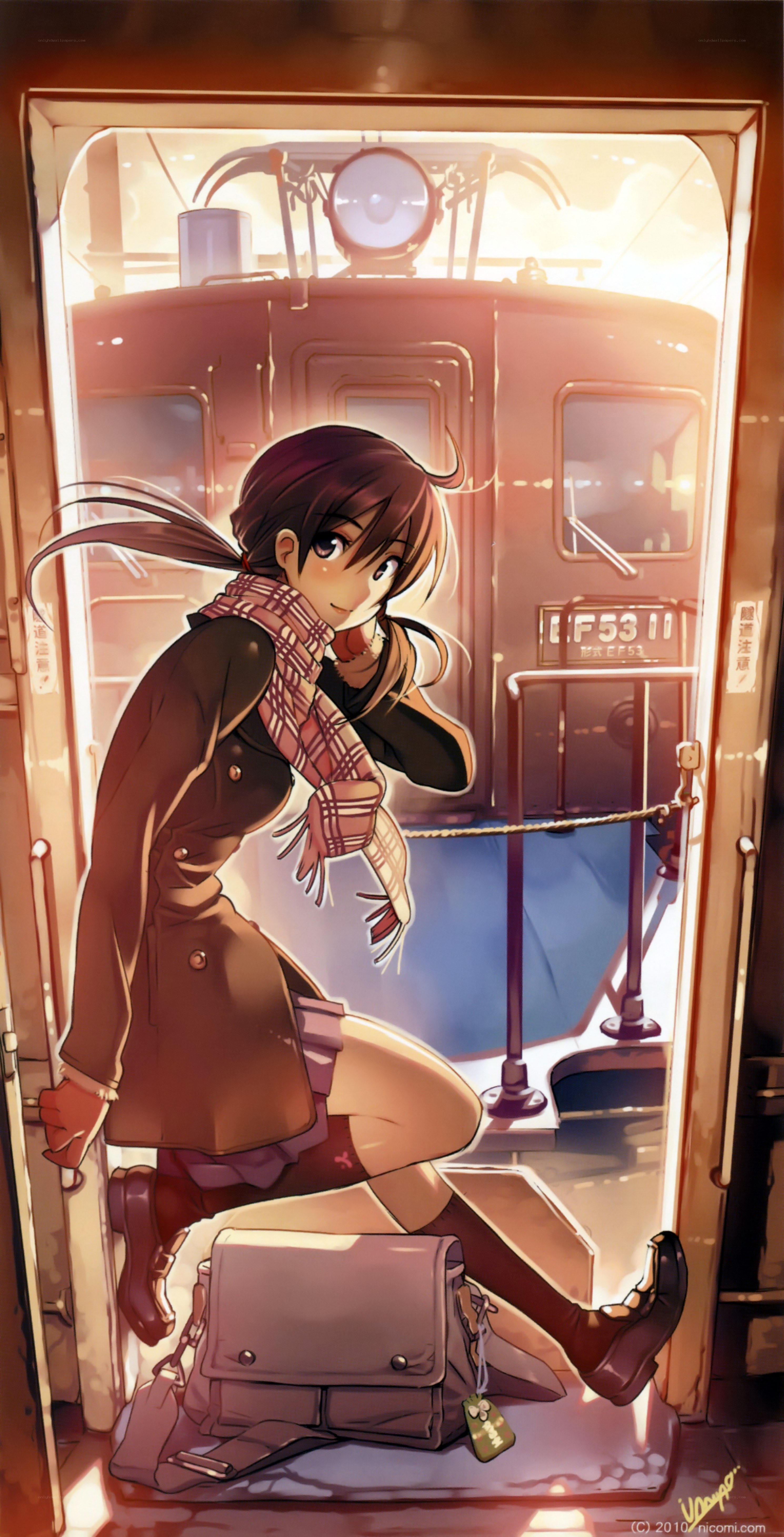 Anime girl on train