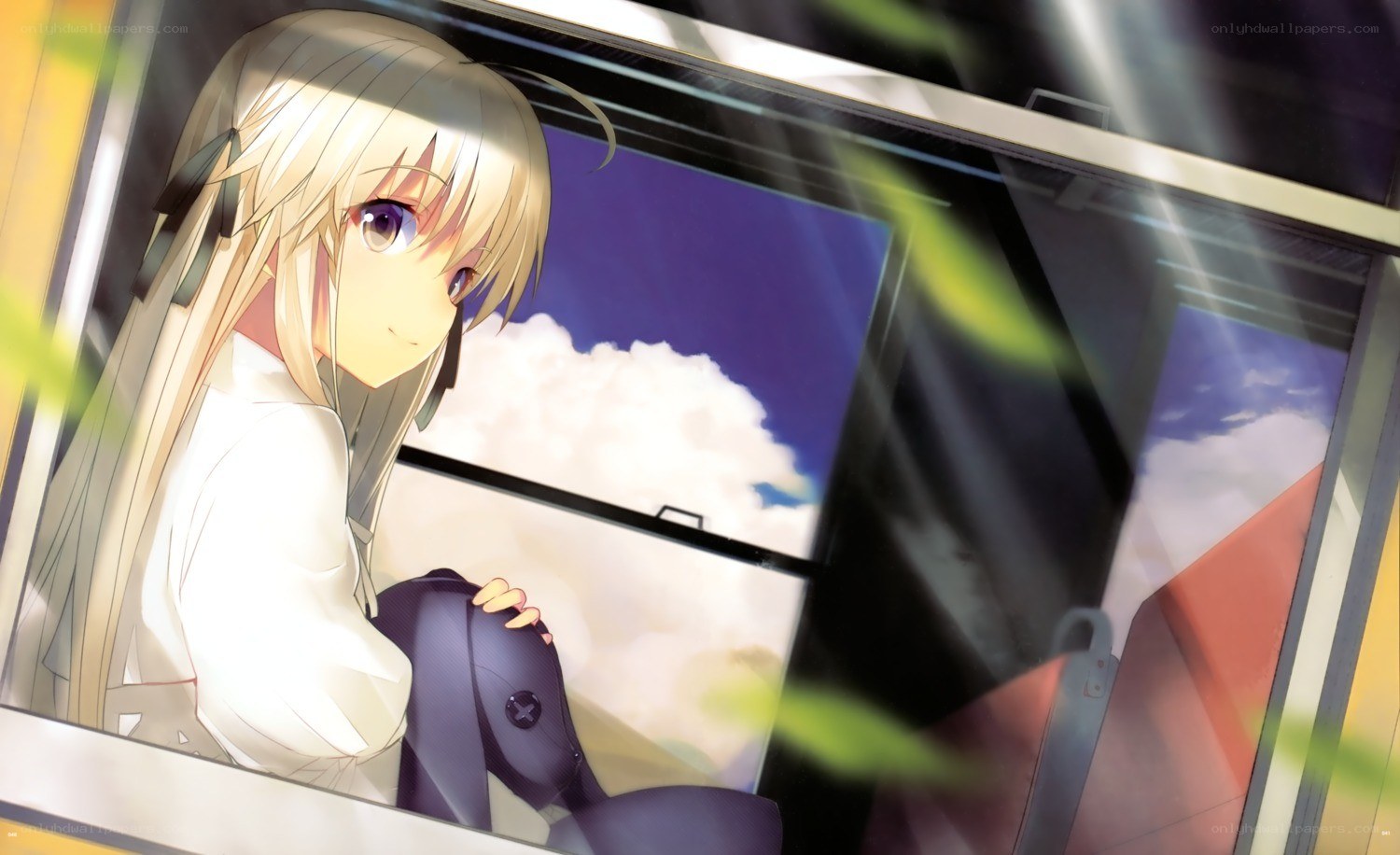 anime girl on train