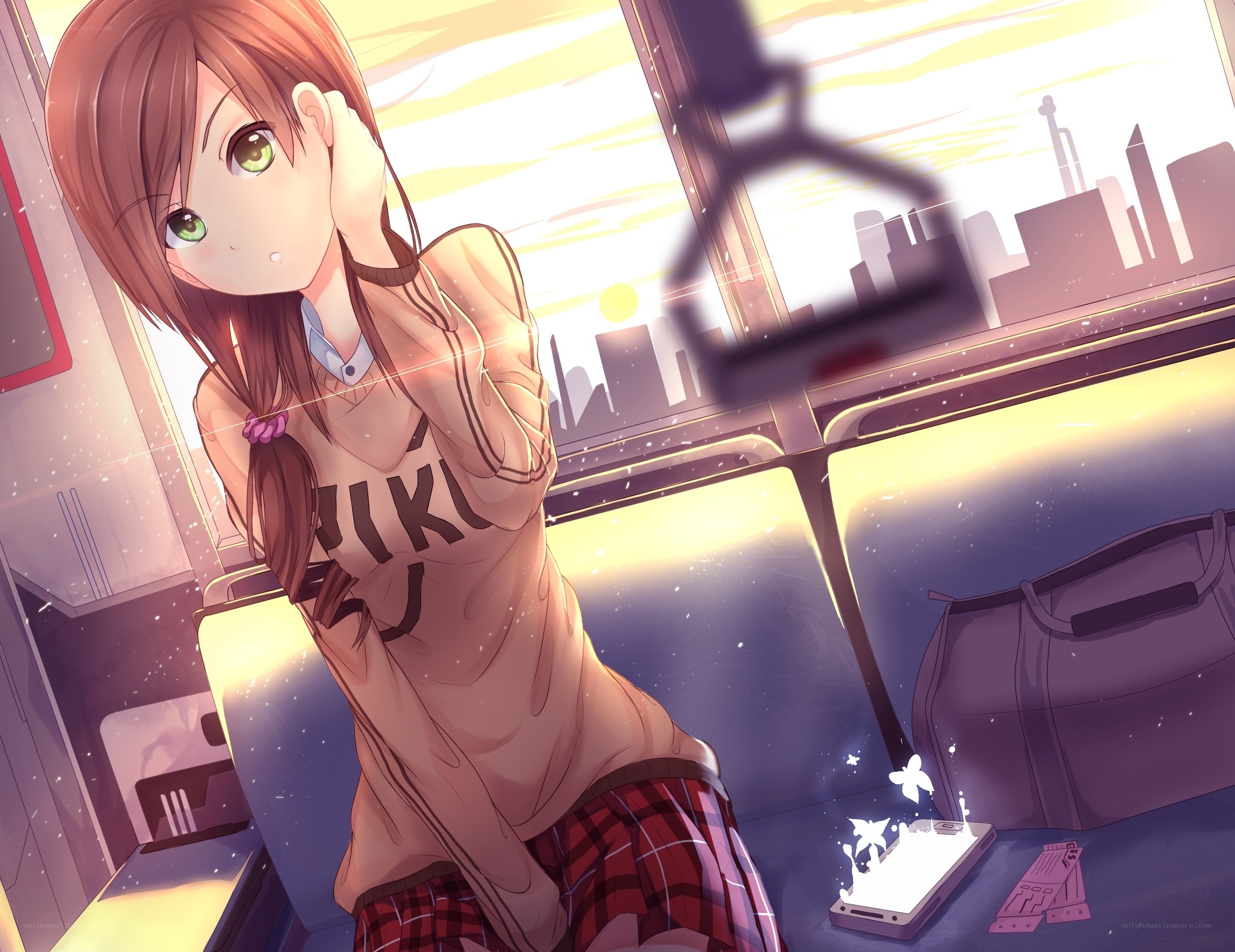 Anime girl on train