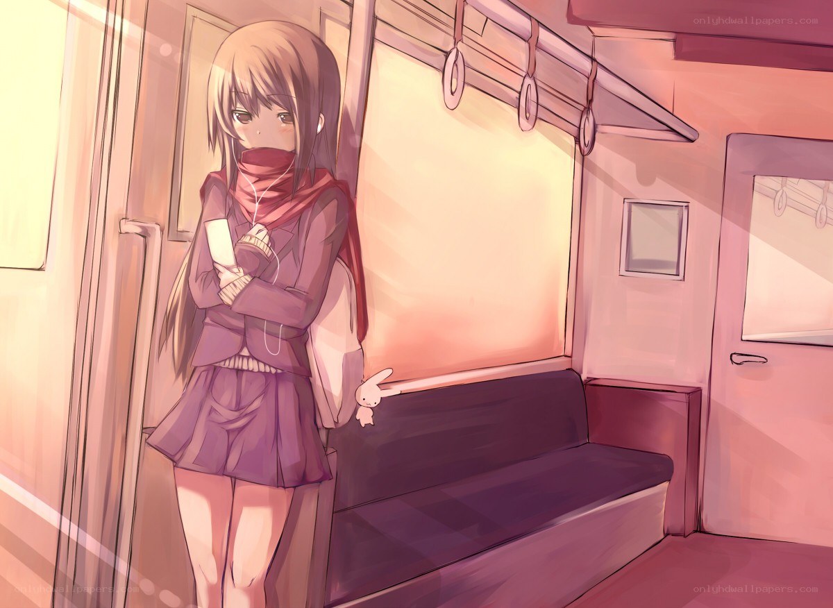 Anime girl on train