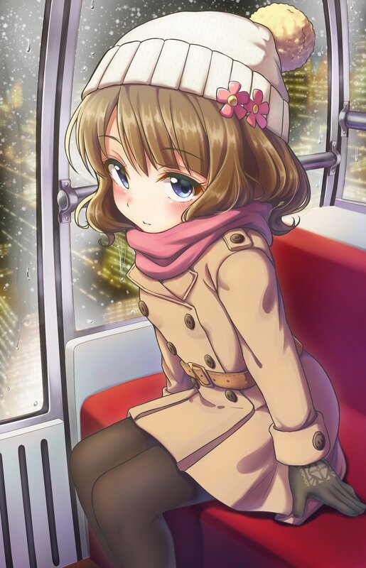 Anime Girl on Train — Beige