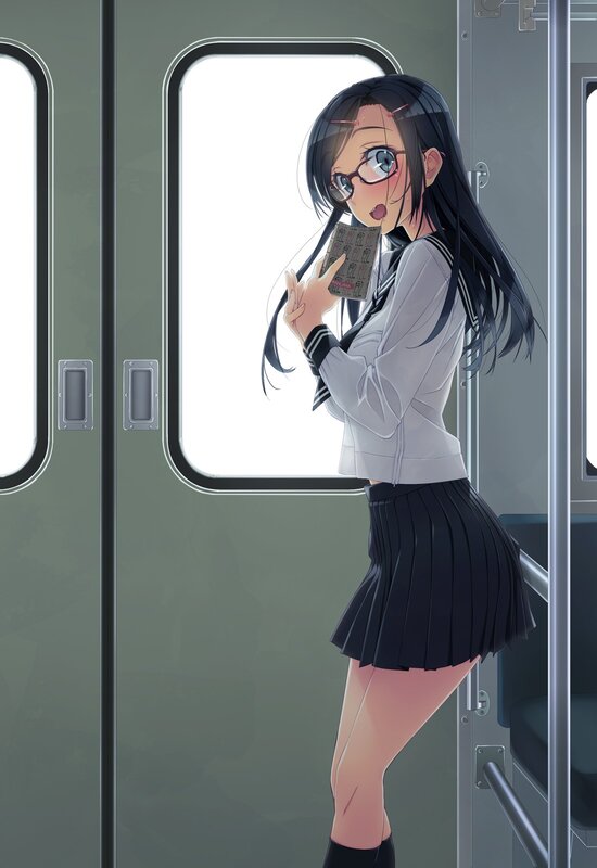 Anime Girl on Train — Black, Neutral