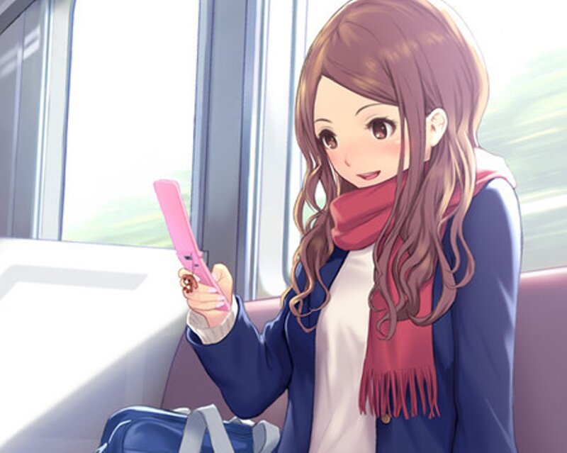 Anime Girl on Train — Blue, Calm, Afternoon