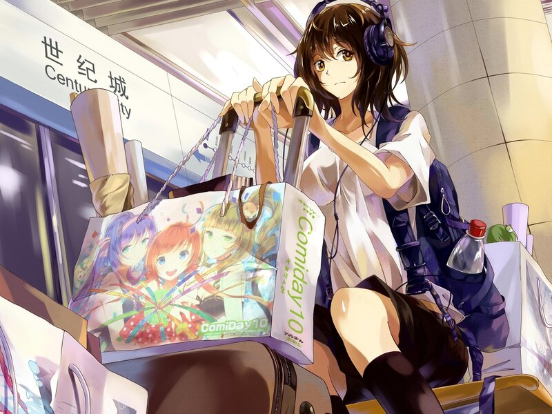 Anime Girl on Train — Brown