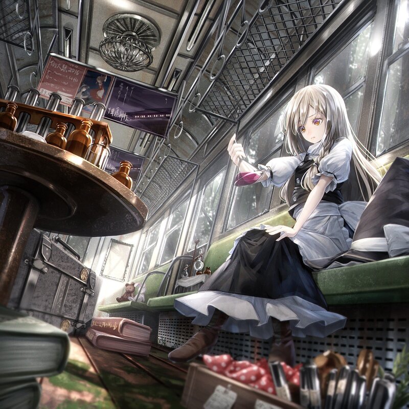 Anime Girl on Train — Gray