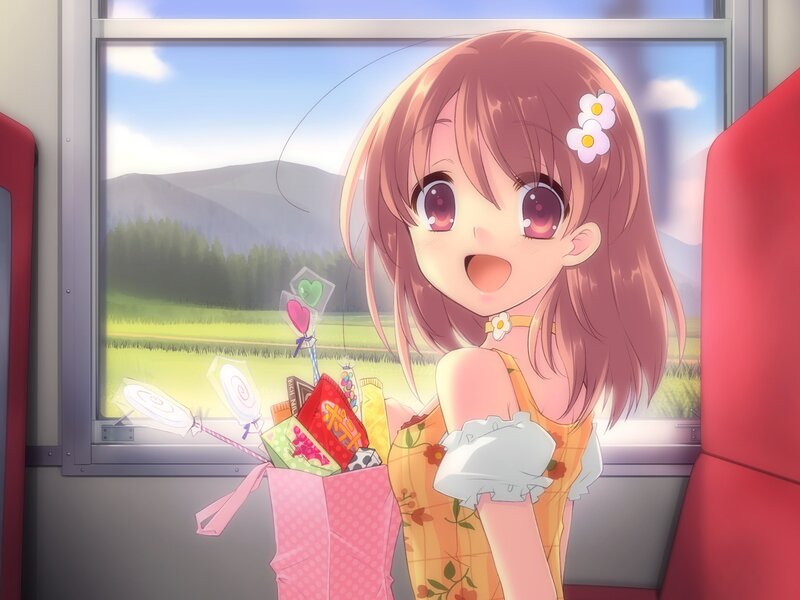 Anime Girl on Train — Pink, Cheerful