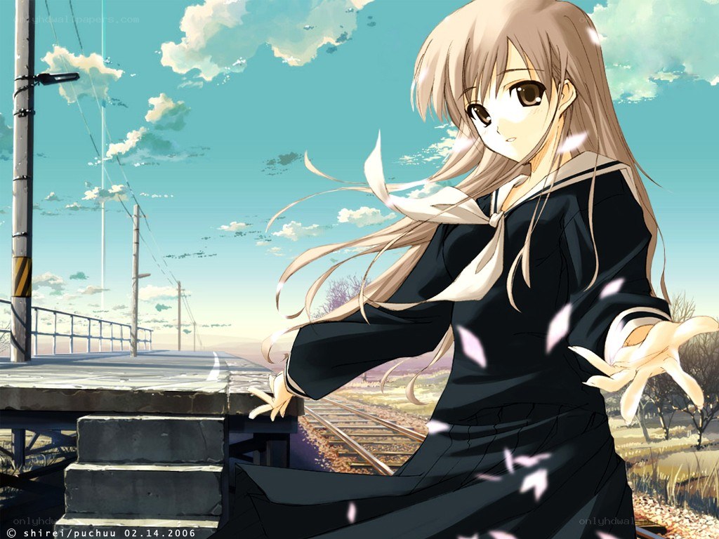 anime girl on train platform