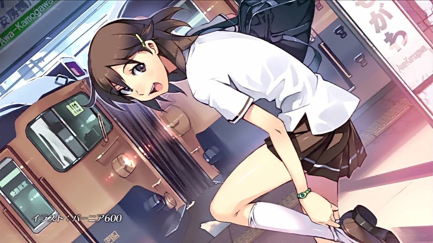 anime girl on train platform