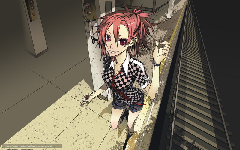 Anime Girl on Train Platform — Red