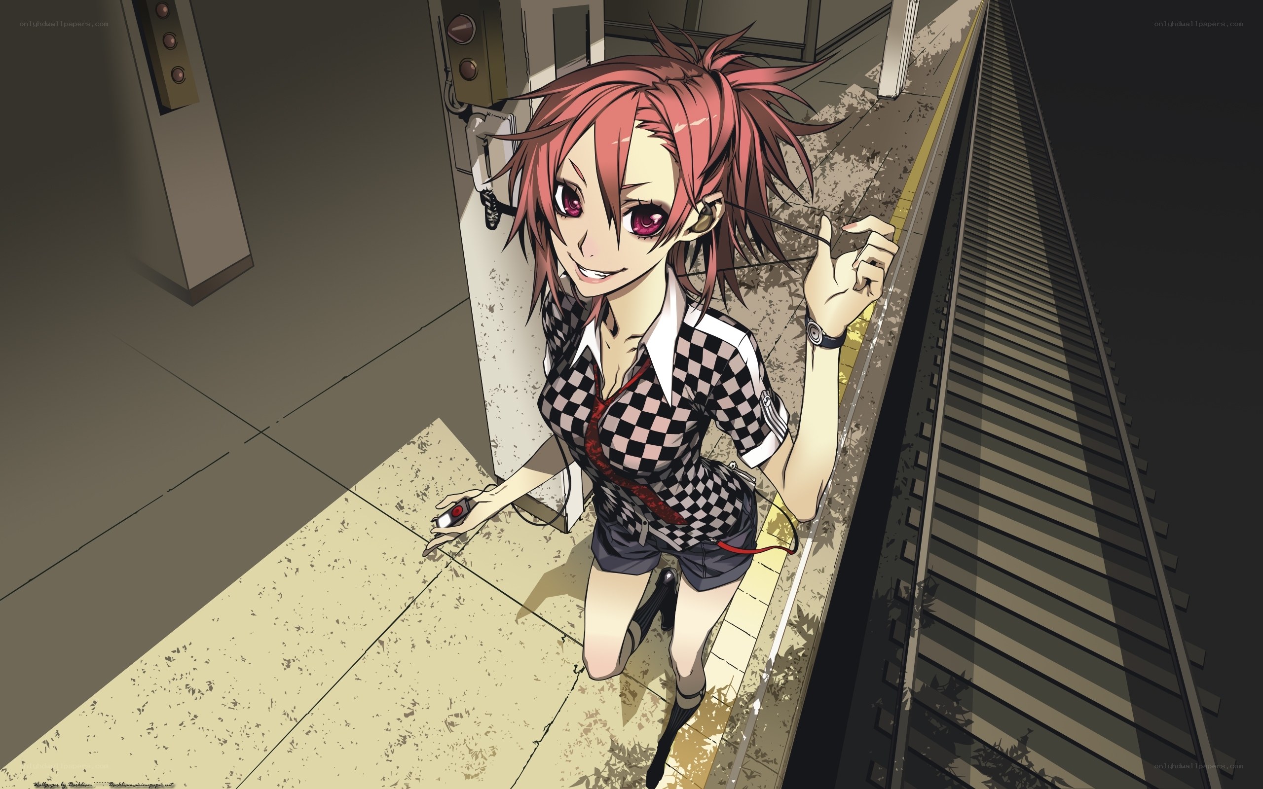 Anime girl on train platform