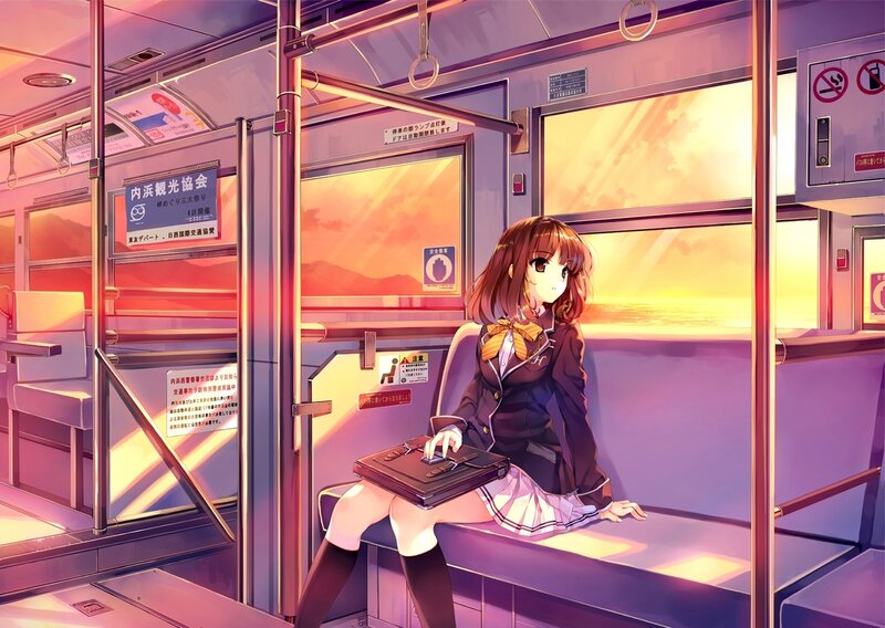 Anime Girl on Train — Purple