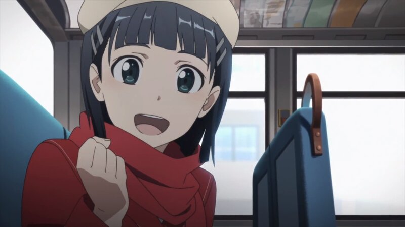 Anime Girl on Train — Red, Surprised