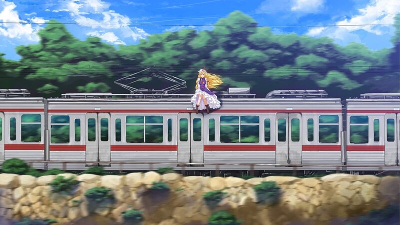 anime girl on train roof