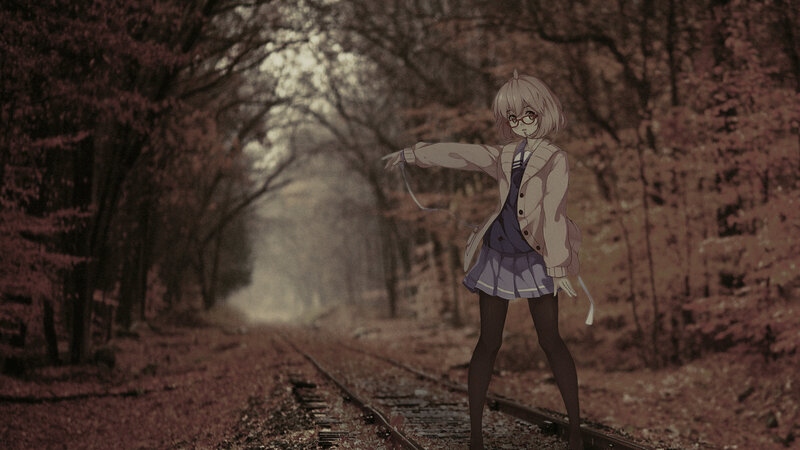 Anime Girl on Train Tracks — Brown