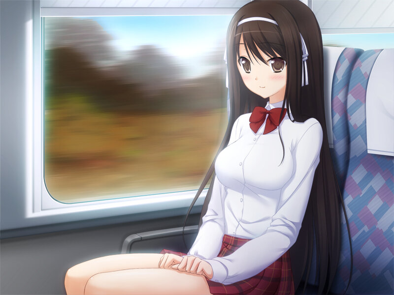 Anime Girl on Train — White, Calm