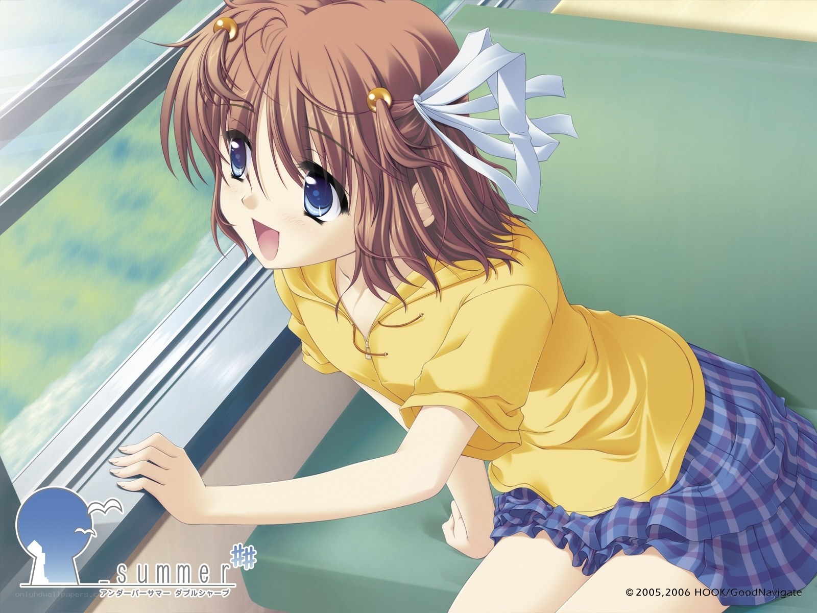 anime girl on train window