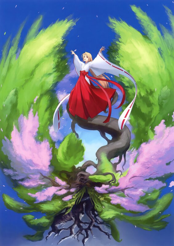 anime girl on tree branch