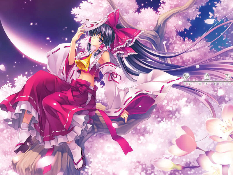 Anime Girl on Tree Branch — Pink