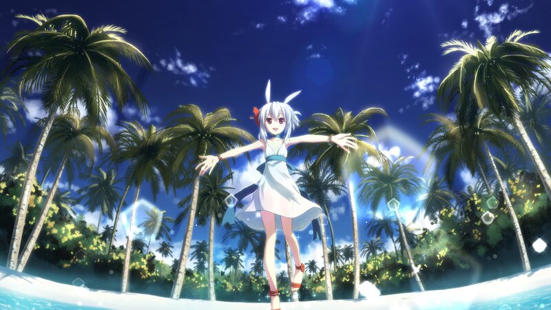 Anime girl on tropical beach