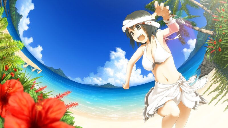anime girl on tropical beach