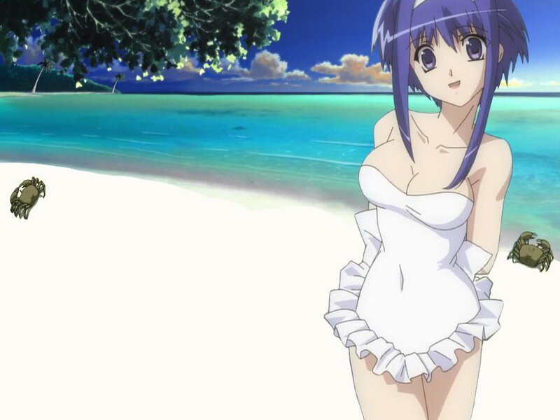 anime girl on tropical beach