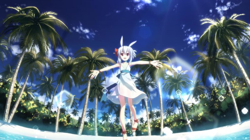 anime girl on tropical beach