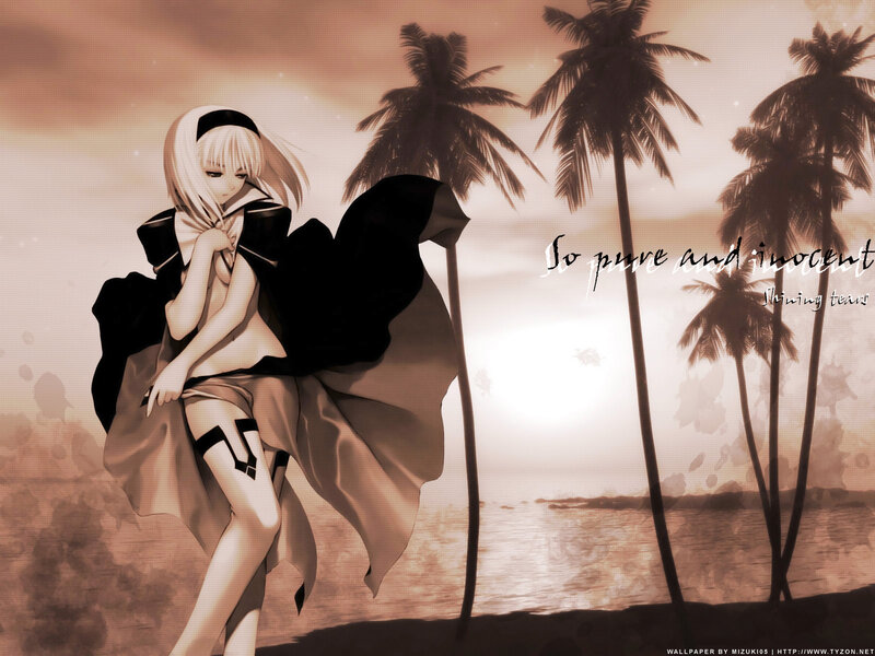 anime girl on tropical beach