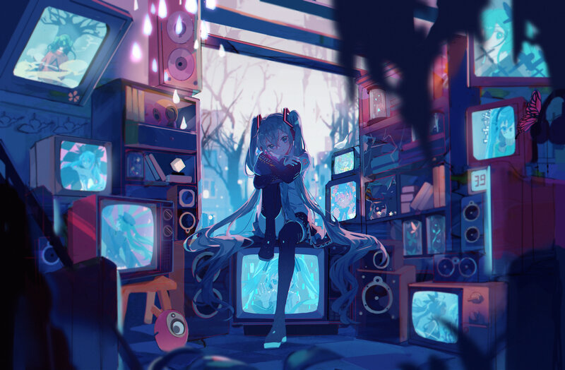 Anime Girl on TV