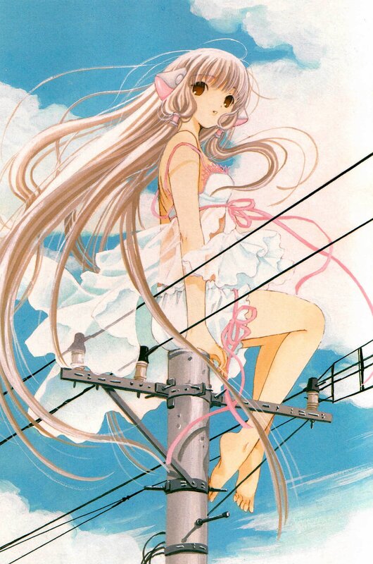 Anime Girl on Utility Pole — Blue, Serene