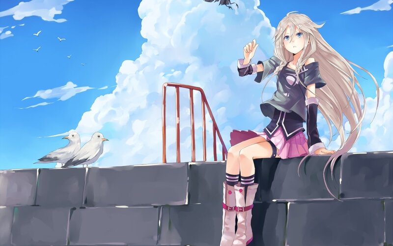 Anime Girl on Wall — Blue