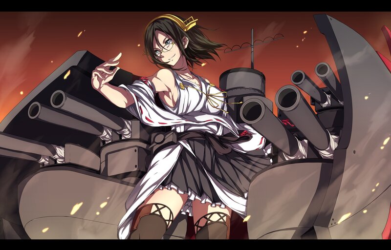 Anime Girl on Warship — Red