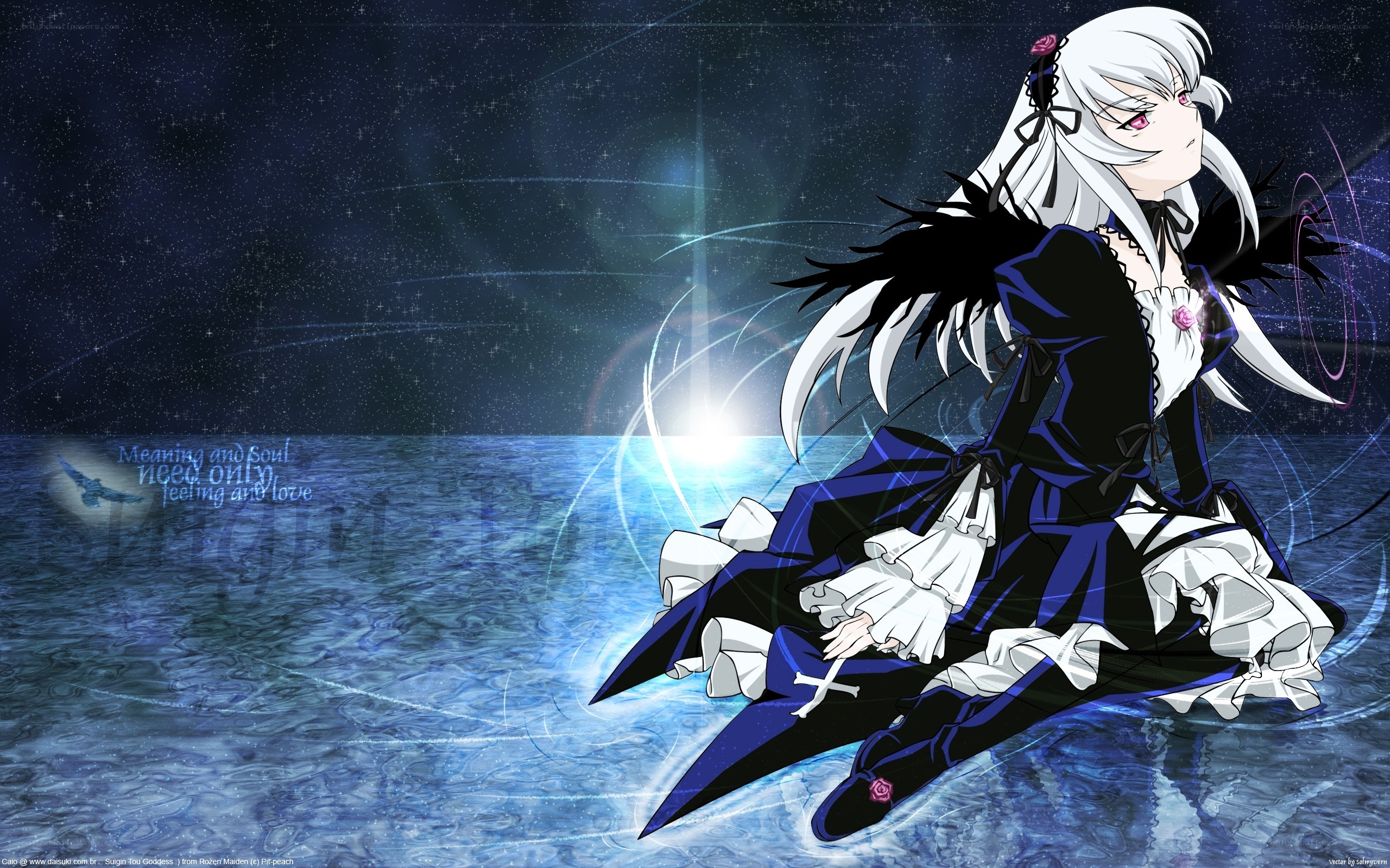anime girl on water surface